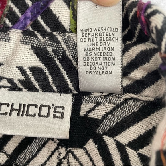 Chicos Vintage Vest Size 1 Mixed Media Patchwork Open Front Collared Cotton Silk - Picture 11 of 11